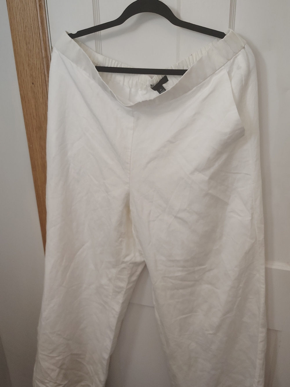 Ann Taylor White Linen Blend Pull-On Pants XL